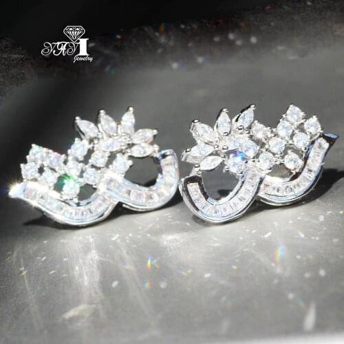 YaYI Jewelry Fashion Princess Cut 7.3 CT White Zircon Silver Color long Ear Earrings wedding Party Earrings Gifts