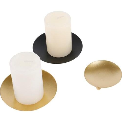 Iron Black Gold Plated Candle Holders Pillar Metal Plate for Wedding Party Festival Candlestick Holder Art Gift Home Decor