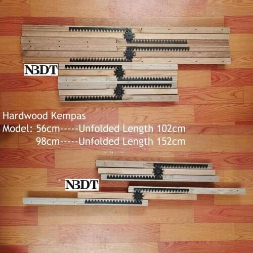 1 Pair 56cm 98cm Hardwood Kempas 3-fold Dinning Table Slides Wood Table Slide Extension Sliding Equalizer Extender