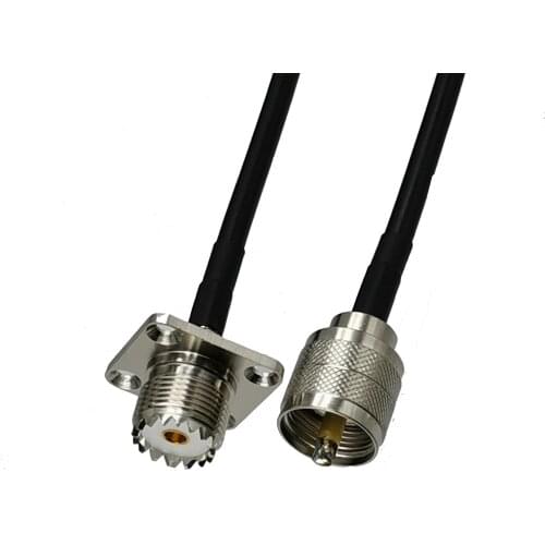 1pcs RG58 UHF Female Jack 4-Holes Flange to UHF PL259 Male Plug RF Coaxial Connector Pigtail Jumper Cable New 6inch~5M