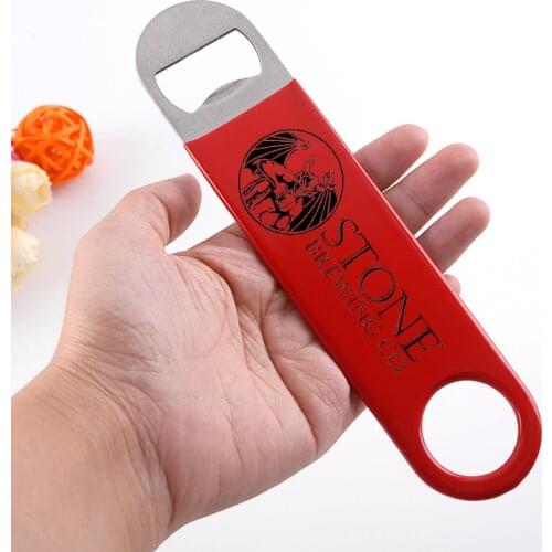 100pcs Customized Logo Stainless Steel Bar Blade Bartender Professional Speed Bottle Opener Vinyl Wrapped Handle Red Blue Black