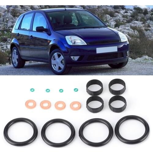 16pcs Car Fuel Injector Seal Set Washer O‑Ring Replacement 198196 Fit For Ford Fiesta 1.4 TDCi For Citroen Nemo Xsara C1 C2 C3