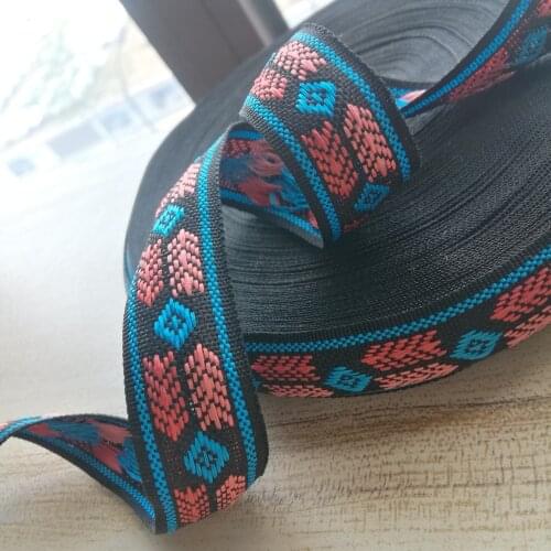 2.5cm 25mm 1'' Strong Black Blue Red Rhombus Arrow Beautiful Bedding Trim Costume National Jacquard Ribbon Garment Woven Webbing