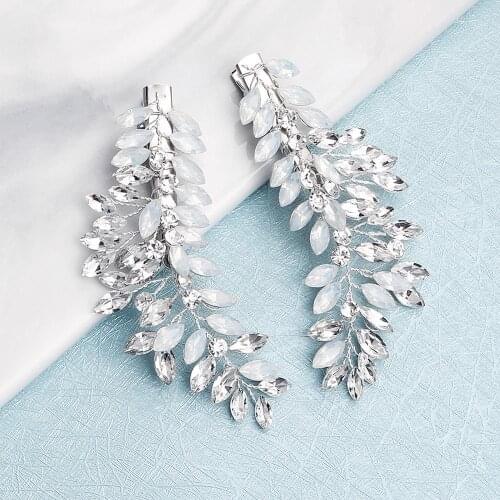2PCS Silver Color Rhinestone Women Hair Clips Bridal Hair Jewelry Accessories Handmade Head Decoration Elegant Hair Ornament