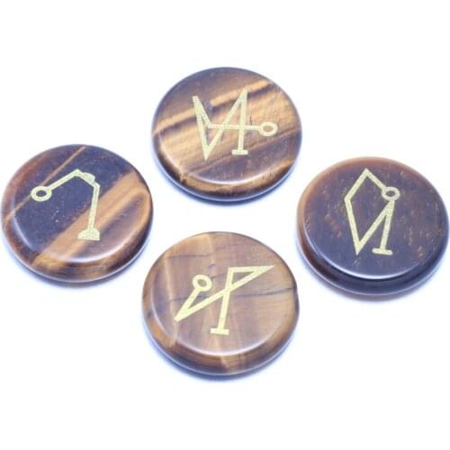 2020 Tianshan Runes Loose Beads Natural Stone Tiger Eye Round Shape with Making for Charms Jewelry Gifts for Women 25x25mm