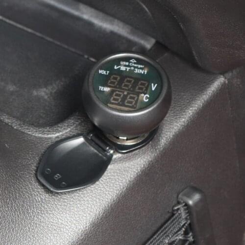3 in 1 USB Charger VST B7006 Easily Installation Personal Car Elements for Phone Car Battery Voltage Temperature Meter