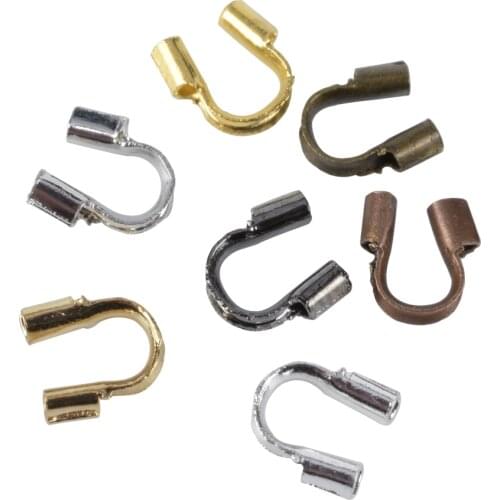 30-100Pcs/Lot 4.5x 4mm Stainless Steel Copper Wire Guard Protectors Loops U Shape Connectors Crimp For Jewelry Making Supplies
