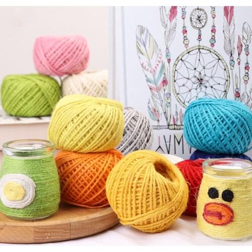 50m/roll Colored Three Strand Jute Rope 1.5mm Heavy Duty Twine Hemp Twisted Cord Macrame String DIY Craft Handmade Decoration