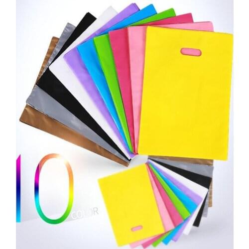 50pcs Colorful Large Plastic Shopping Bags with Handle, Festival gift bag package ( Custom Logo Order Accept MOQ 50pcs bags )