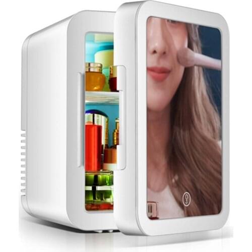 5L Mini Car Fridge Makeup Storage Mirrored Refrigerator Electric for RV Boat (EU Plug)