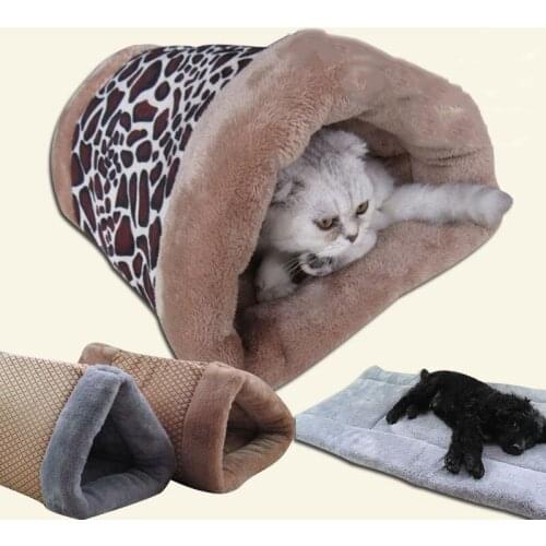 90x55cm 4 Colour Winter Fleece Small Dog House Cat Bed Room With Zipper Dual Purpose Nest Mat Kennel Cushions Sleeping Sofa