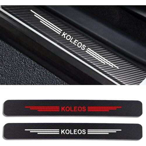 Auto Stickers Door Threshold Vinyl Protector For Renault KOLEOS Car Door Sill Scuff Plate Guard Carbon Fiber Decor Accessories
