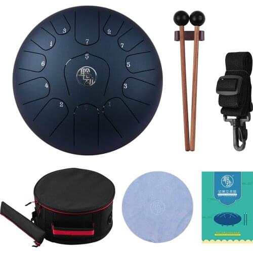 11 Inch Steel Tongue Drum 13-Notes C-Key Percussion Instrument with Mallets Drum Bag Wiping Cloth for Musical Education Concert