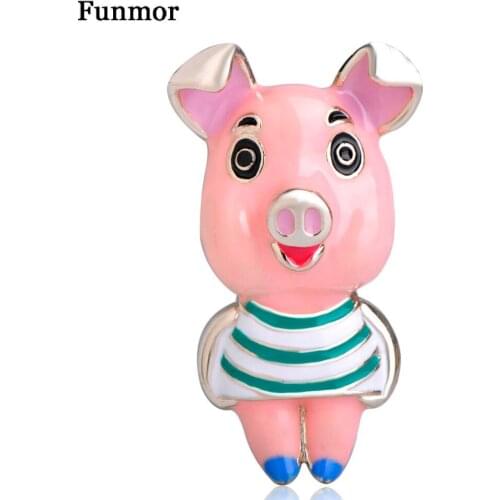 Funmor Cute Pig Brooch Enamel Pins Women Children Holiday Gathering Decoration Jewelry Garment Sweater Corsage Accessories Gifts