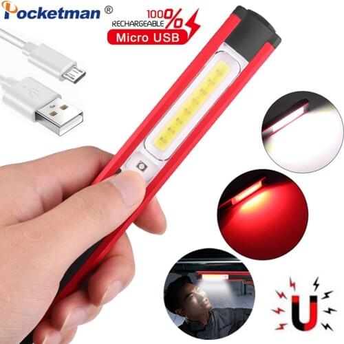 20000Lumens Work Light COB LED Flashlight Magnetic Work Lamp USB Rechargeable Torch Inspection Light with Red/White Light