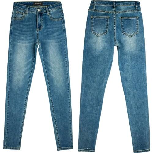 DSQBRAND Womens High Waist Jeans Blue Zipper Slim Pencil Long Pants Thin and High DSQ Letter Inner Label Luxury Street Fashion