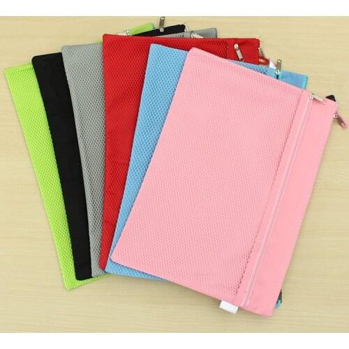 Kicute Double Layer A4 Canvas Oxford Cloth Zipper Paper File Folder Book Pencil Pen Case Bag Waterproof File Document Bags