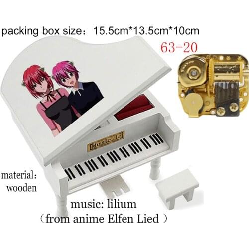 Lilium Elfen Lied music theme Piano Shaped wind up Music Box Small Stool Creative kids anime friends birthday christmas Gift