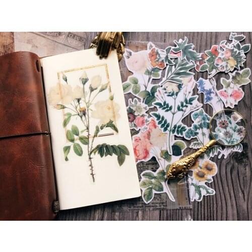 KSCRAFT Retro Flower plant Atlas Stickers for Scrapbooking Happy Planner/Cardmaking/Journaling Project