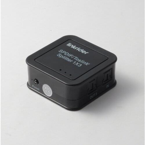 Link rider Digital Optical Audio Splitter SPDIF/Toslink 1 in to 3 Out Powered Amplifier Supports 5.1CH/ LPCM2.0/ DTS/Dolby-AC3