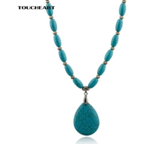 TOUCHEART Handmade Statement Green Natural Bohemian Necklace Vintage Long Pendant Ethnic Boho Jewelry Making Necklace SNE140439