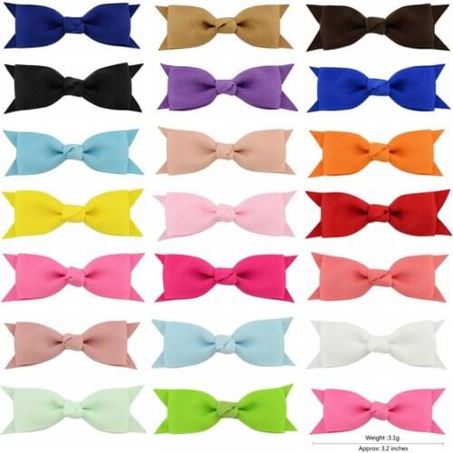 MengNa 3.2" Girls Grosgrain Ribbon Boutique Hair bows WITH Alligator Clips Ribbon Hair Bow For Children Accessories 60cs/lot