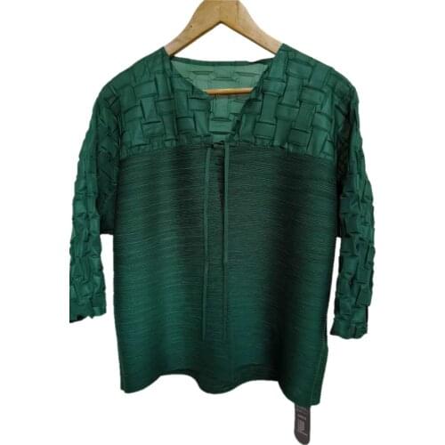 Miyake Spring New Large Size Fashion European and American Short Jacket Loose Temperament lacing Jacket free