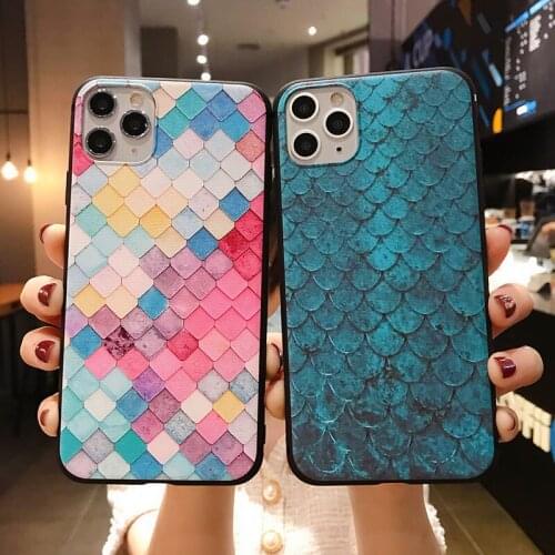 Fashion Phone Case For iPhone 12 Mini 11 Pro Max X XS Max Case for iPhone 7 8 6 6s plus SE XR Fish scale Soft TPU Cover