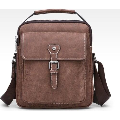 Men Crossbody Single Shoulder Bag Sports Frosted Leather Zipper Bag with Long Strap Best Sale-WT