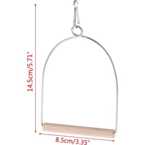 Natural Wooden Birds Perch Parrots Hanging Swing Cage Toys Stand Holder Pendant P15D