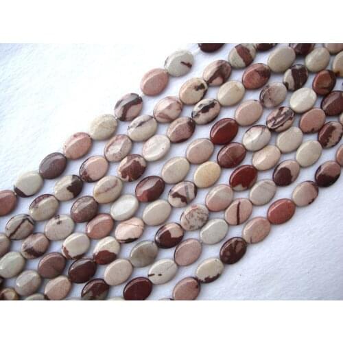 Natural Grey Brown Jasper Flat Oval Shape Loose Beads For Jewelry Making DIY Bracelet Necklace Earrings