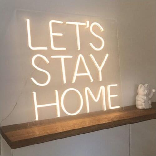 OHANEONK Custom Neon Sign Lets Stay Home Wall Decor Light For Room Decor Birthday Party Wedding Decoration Wall Decor