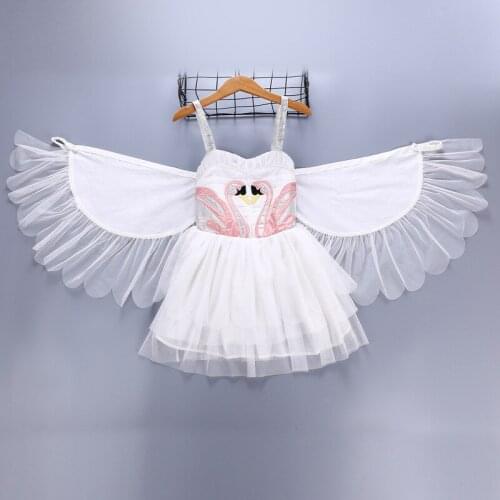 New girls swan wings show dress angel flamingo princess hanging costume