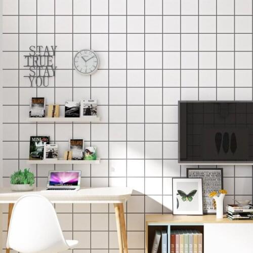 Beibehang Papel de parede Nordic minimalist style white non-woven wallpapers Black and white squareformer bedroom unique