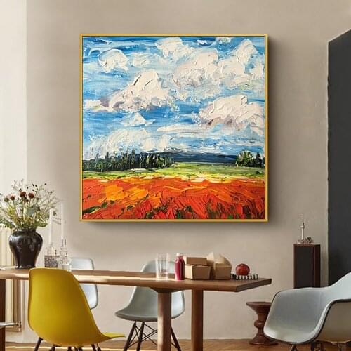 Hand Painted Landscape Oil Painting Abstract Wall Decor Handmade Painting Colors Thick Oil On Canvas For Living Room Decoration