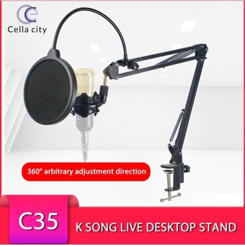CELLA CITY Microphone Stand Anchor Live K Song Equipment Desktop Universal Cantilever Folding Blowout Prevention Net Mic Clip