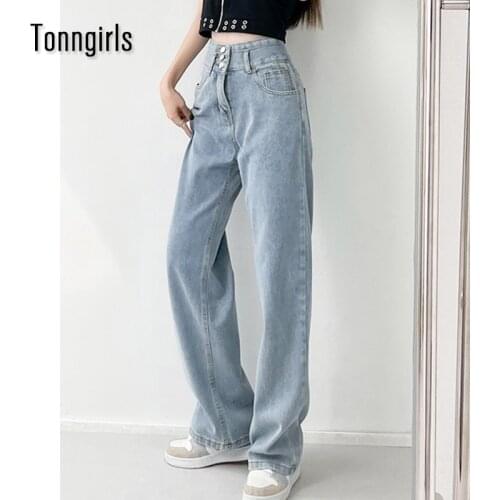 Tonngirls Casual Boyfriend Jeans For Women Mom Blue Demin Trousers For Women High Waist Pants Loose Jeans Femme Korean Style