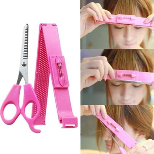 DIY Pink Style Professional Horizontal Hair Cutting Suits Guide Tools Bangs Layers Clipper Pruning For Women Girls