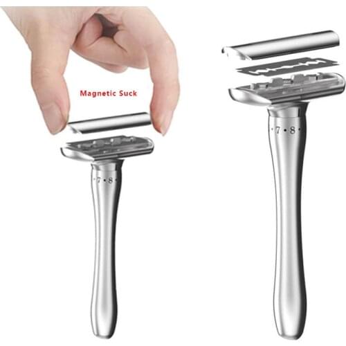 Adjustable Safety Razor Double Edge Classic Mens Shaving Mild to Aggressive 1-8 File Hair Removal Shaver it with 5 Blades