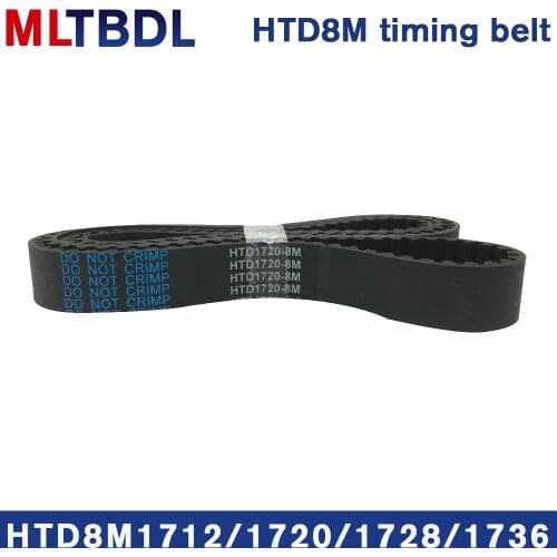 Rubber synchronous belt HTD8M 1712 1720 1728 1736 pitch=8mm arc tooth industrial transmission toothed belt width15/20/30/40