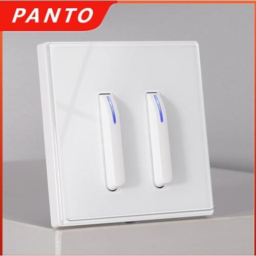 PANTO Luxury LED Light Switch Crystal Pointer Tempered Glass Piano Switch Model Design White Button Wall Switch 220V New Product