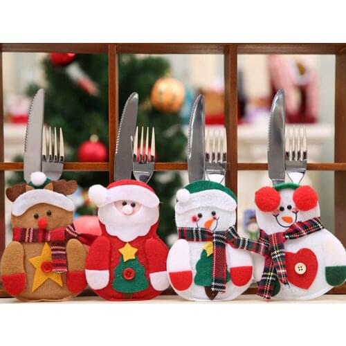 Christmas Decorations Snowman Kitchen Tableware Holder Bag Party Gift Xmas Ornament Christmas Decorations For Home Table