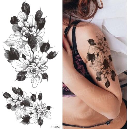 Sexy Women Temporary Tattoo Sticker Realistic Rose Flower Bloosom Tattoo Body Arm Art Waterproof Jelly Bouquet Tatoo On Back Leg