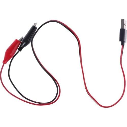 55CM Alligator Test Clips Clamp to USB Male Connector Power Supply Adapter Wire Cord Line