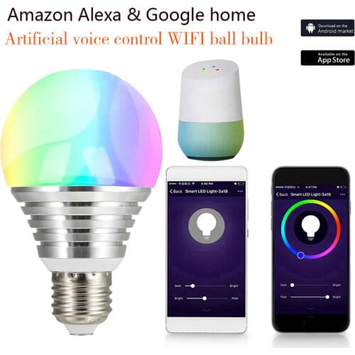 Smart Bulb with Alexa Google Home Voice Control WIFI RGB Ball Bulb for Bedroom Living Room Decoration LED Magic Bulb