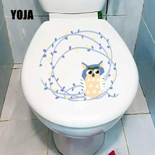 YOJA 22.9X21.4CM Intereting Cartoon Owl Bedroom Home Decoration Toilet Seat Stickers Wall Decal T5-0582