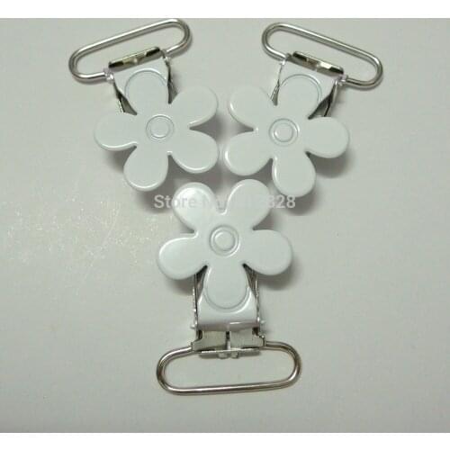 25pcs White Color Flower Pacifier Clips