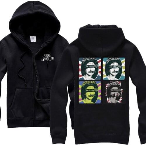 3 designs English Punk Band Sex Pistols Zipper Sweatshirt Nice soft and warm classic Rock black hoodies jacket sudadera rocker