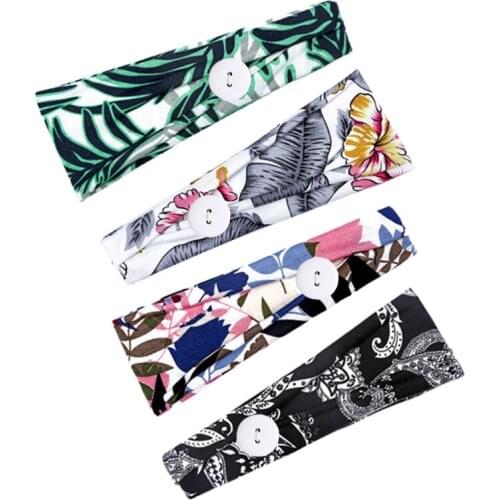 1PCS Printed Buttons Hair Holder Hairbands Fleece Bow Animal Ears Headband For Women Girls Turban Fashion Hair Accessories