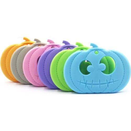 1pc BPA Free Silicone Teethers Pumpkin Design Teething Necklace Baby Shower Toys Halloween Gifts Cartoon Teether